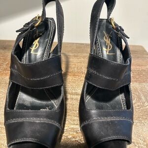 Yves Saint Laurent Black Strappy Heels